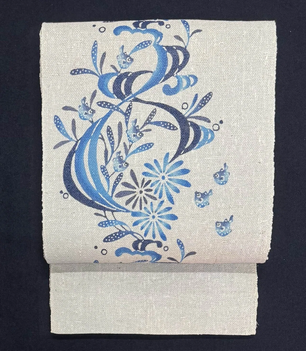 真綿系の本藍名古屋帯★美品 城間栄順藍型名古屋帯｜夢吉きもの