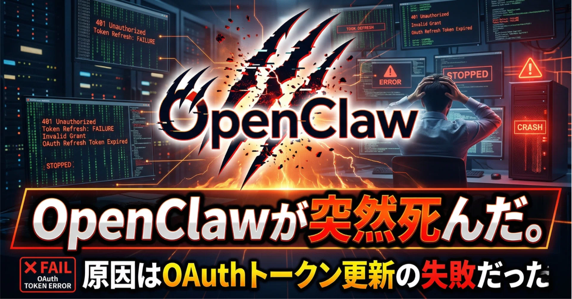 OpenClawが突然死んだ。原因はOAuthトークン更新の失敗だった｜🤖 非