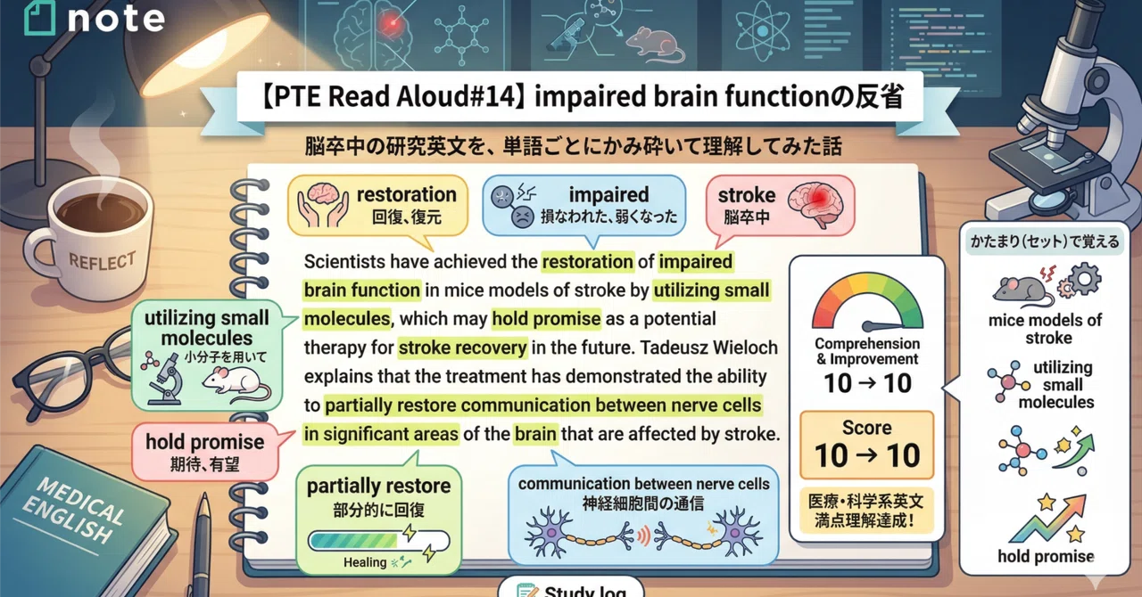 【PTE Read Aloud＃17】 impaired brain functionの反省｜毎日英語PTE試験勉強LIVE｜スポンサービザを目指して