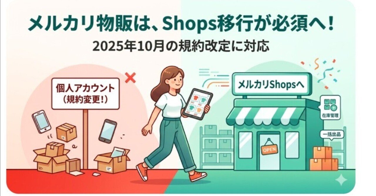 メルカリ物販セラー必読｜2025年10月の規約改定とShops移行の全手順