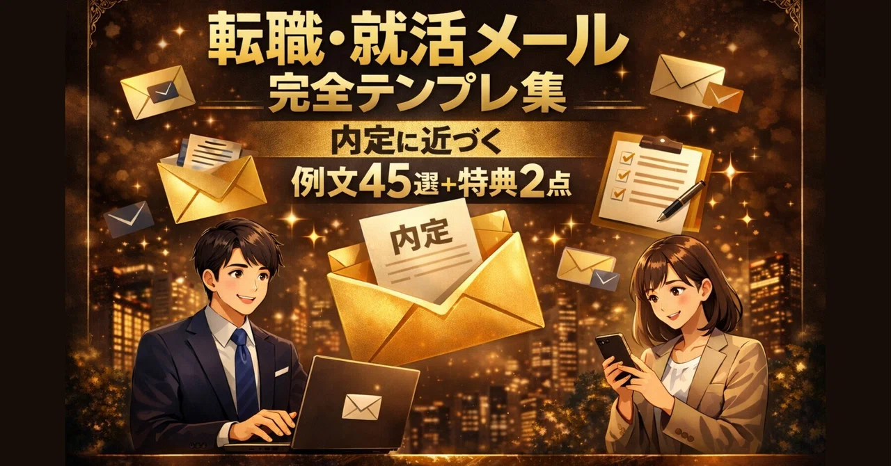 転職・就活メール完全テンプレ集｜内定に近づく例文45選＋特典2点｜ビジネス文例ナビ
