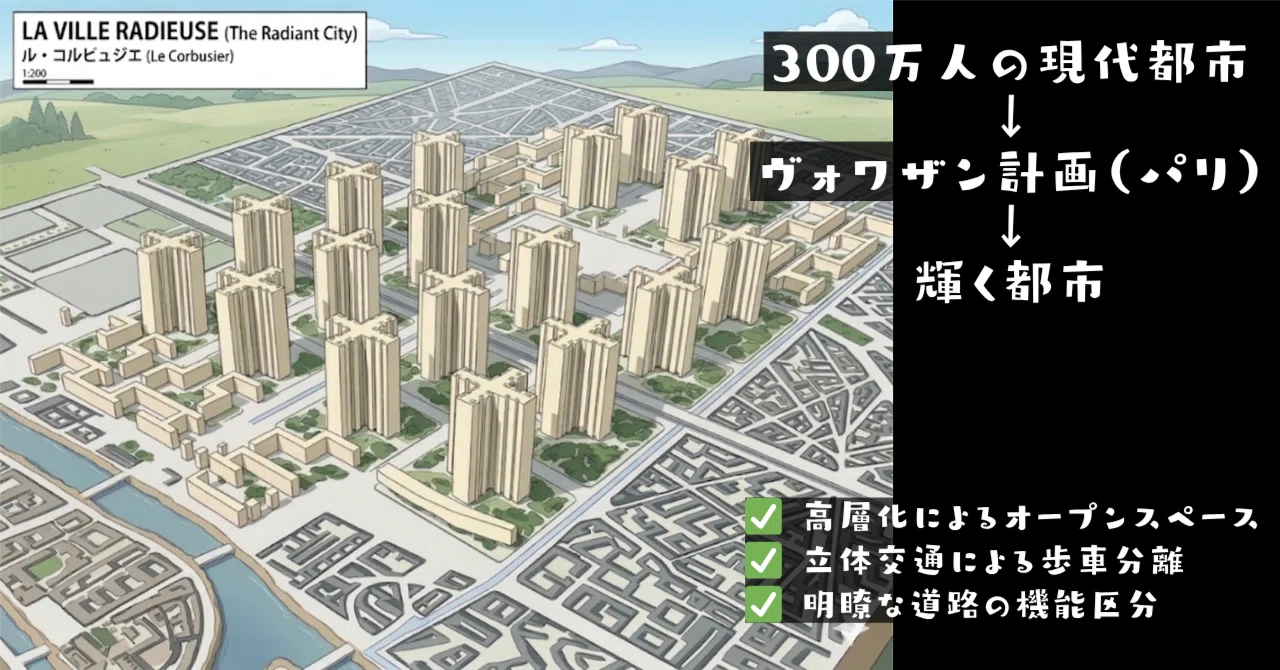 【学科】300万人の現代都市(1922年)/ヴォワザン計画(1925年)/輝く都市(1930年)|荘司 和樹(しょうじ かずき) Bild & Inspiration 【学科】300万人の現代都市(1922年)/ヴォワザン計画(1925年)/輝く都市(1930年)|荘司 和樹(しょうじ かずき) Motiv