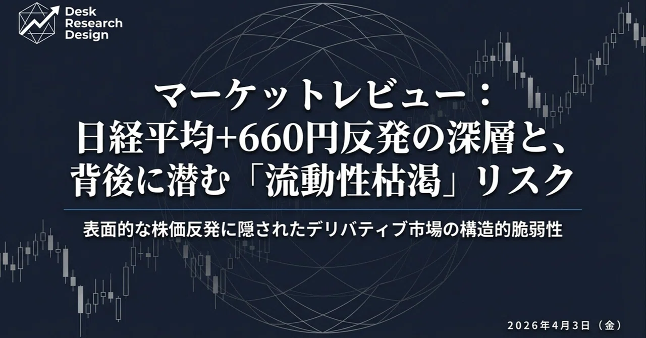 2026/4/1】マーケットレビュー：「新年度の歴史的急反発と交錯する