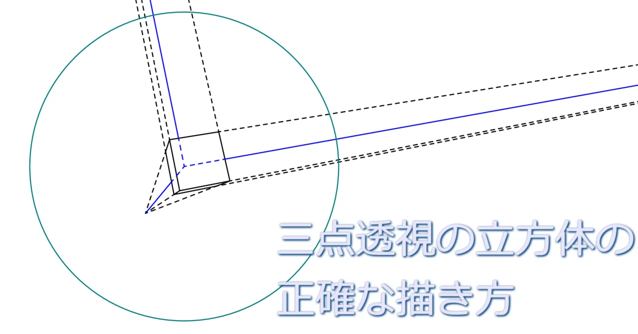正確な三点透視の立方体の描き方｜くろ犬97