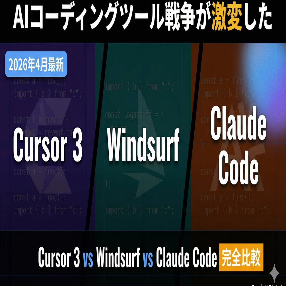 2026年4月最新】AIコーディングツール戦争が激変した — Cursor 3 vs