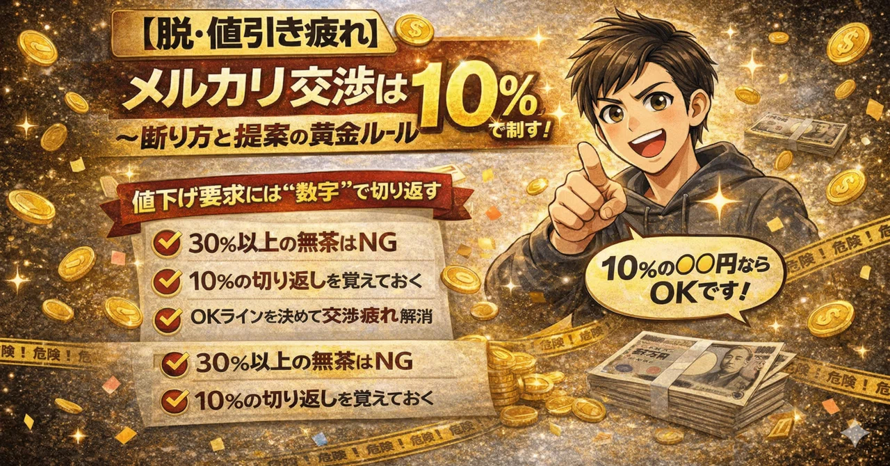脱・値引き疲れ】メルカリ交渉は「10％」で制す！ 〜断り方と提案の
