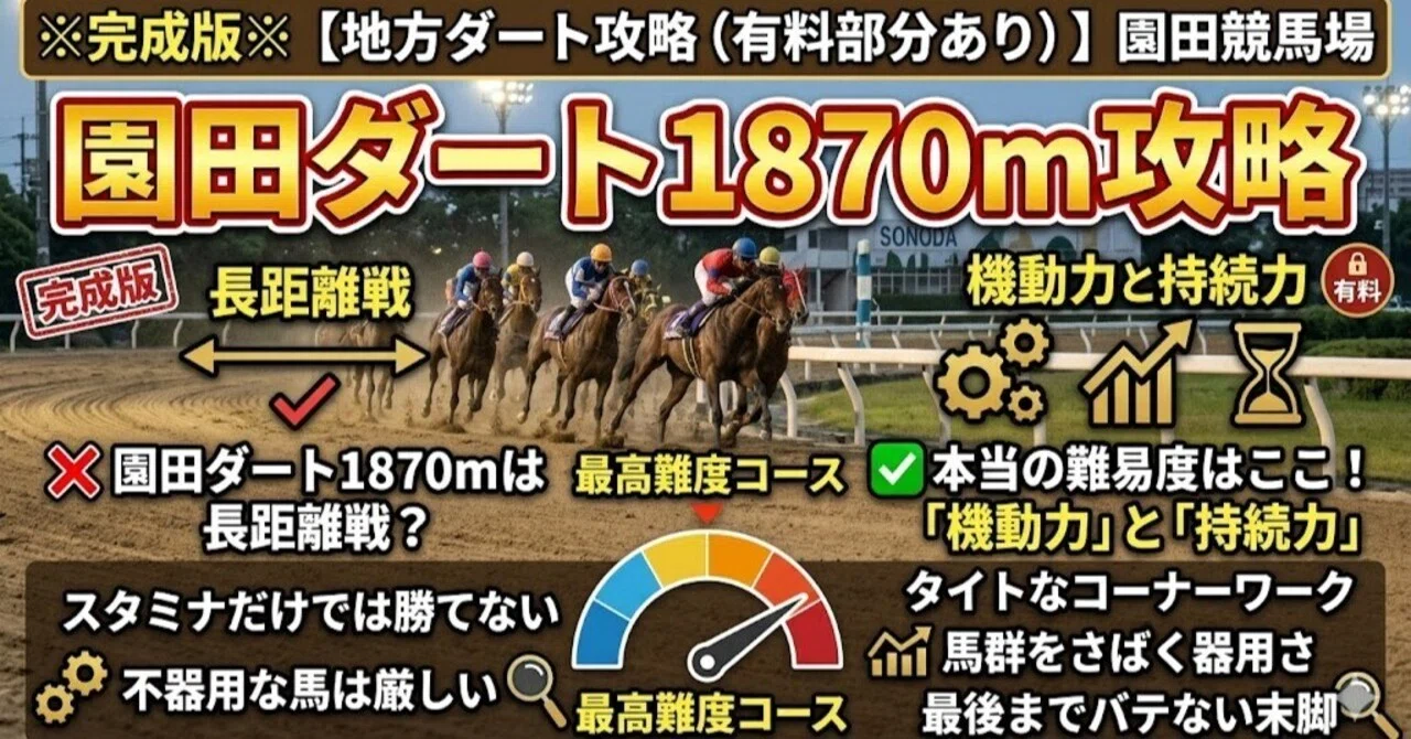 完成版※【地方ダート攻略（有料部分あり）】園田ダート1870m攻略｜“長