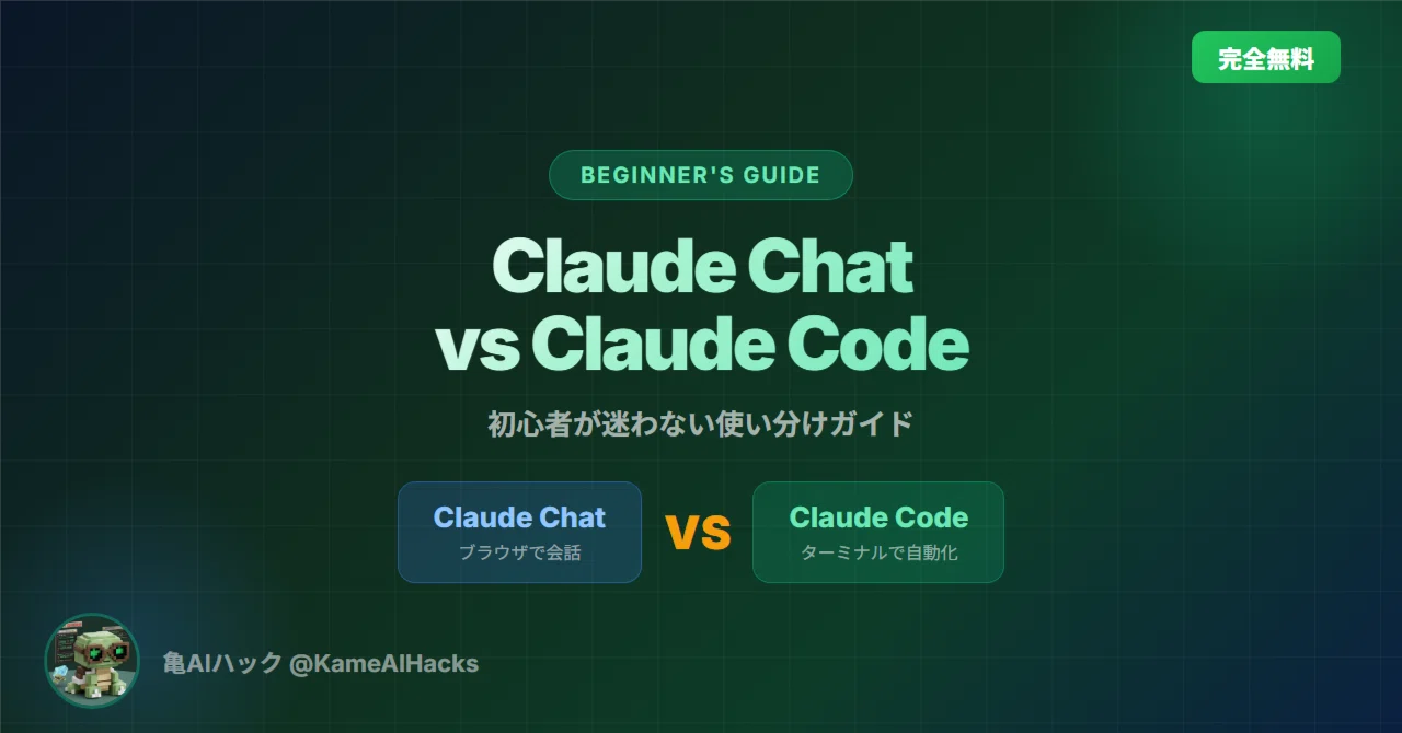 【非エンジニア向け】Claude Chat vs Claude Code — 1 つの問いだけで迷わなくなる使い分け｜亀AIハック