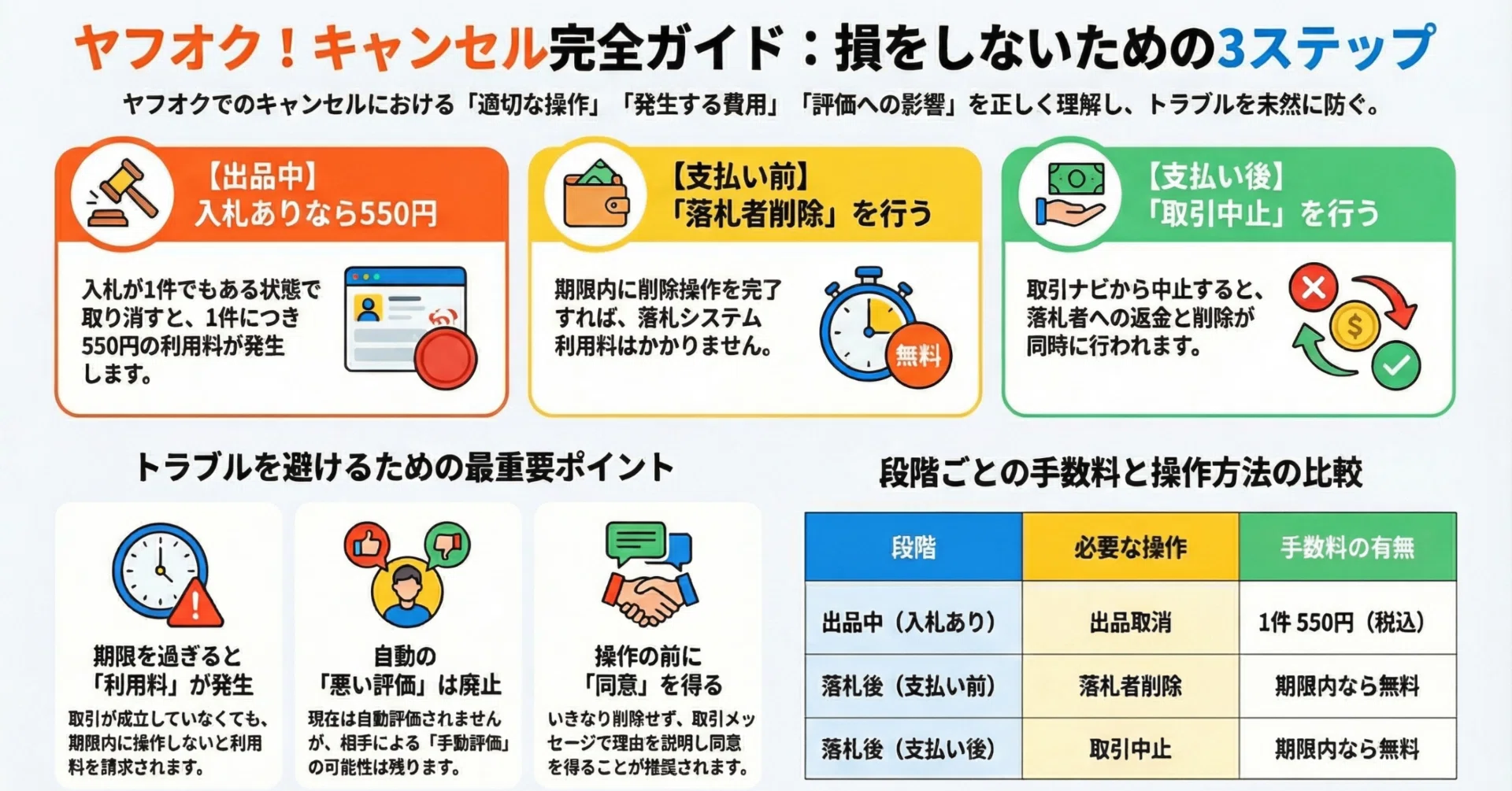 ヤフオクをキャンセルするとどうなる？手数料・評価・注意点まとめ
