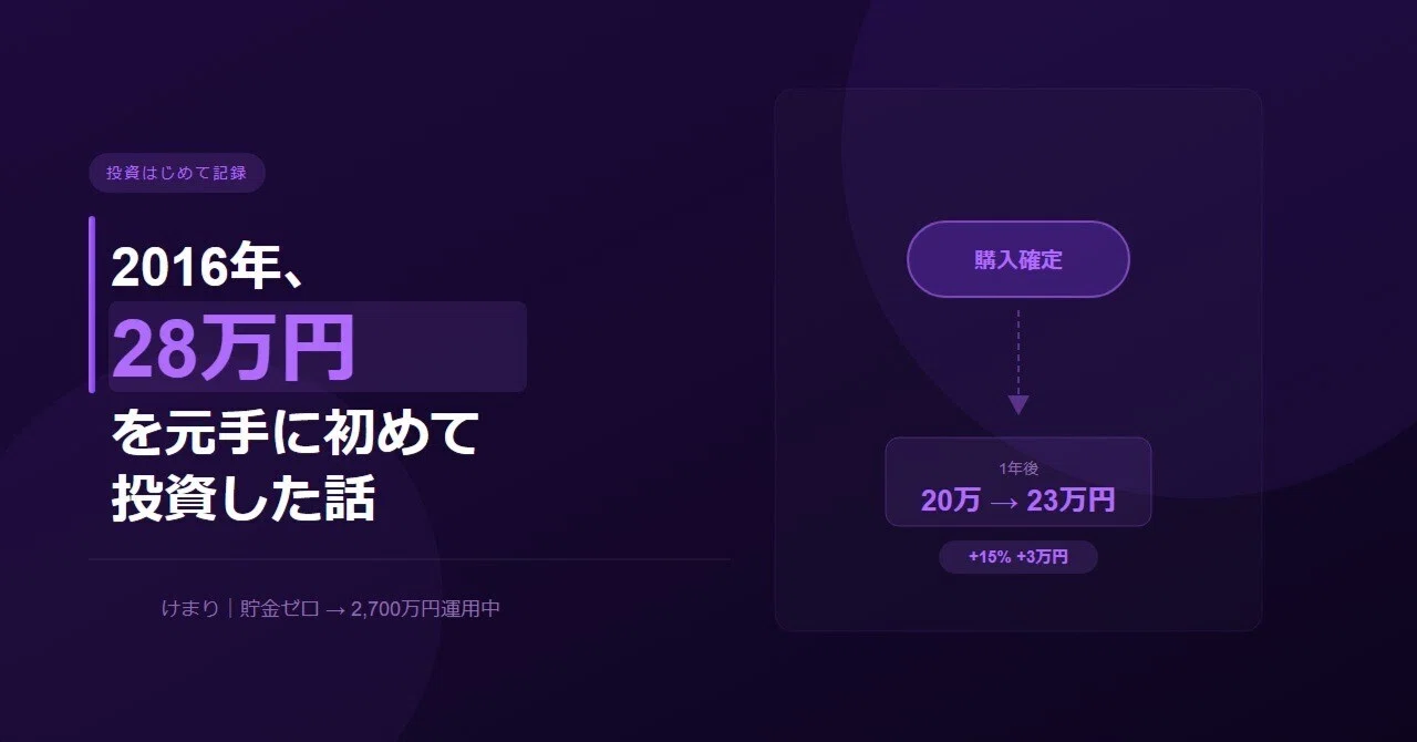 2016年、28万円を元手に初めて投資した話｜けまり
