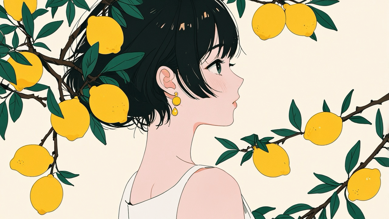 イラスト　原画　「レモンとの娘」 イラスト】檸檬と女の子｜黒羽