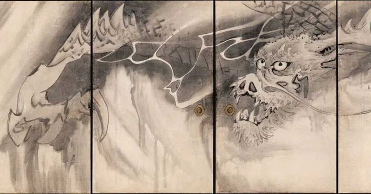 長沢蘆雪」展出品作① 蘆雪《竜図襖》天明6年（1786）｜美術史