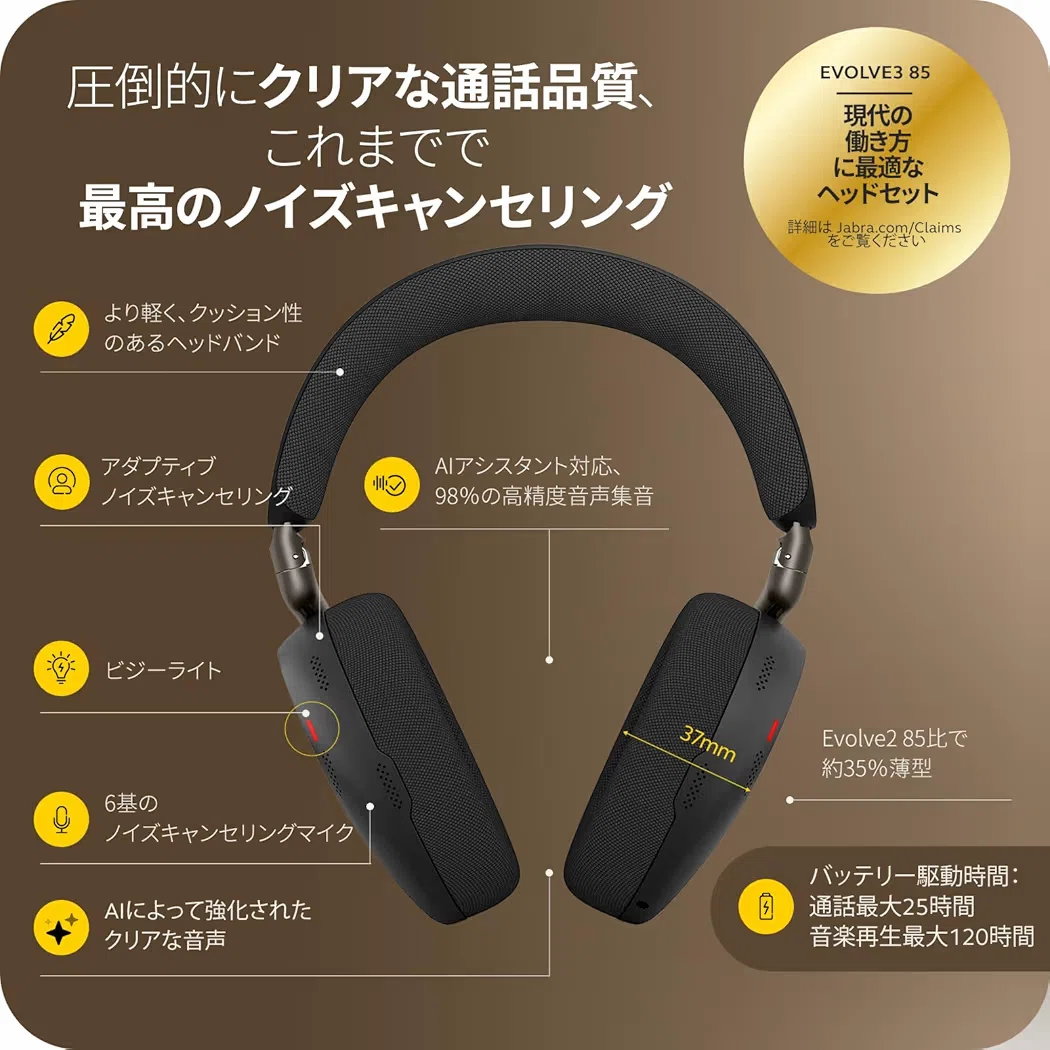 Jabra ヘッドセット Evolve3 85 UC Link390c Black両耳 無線