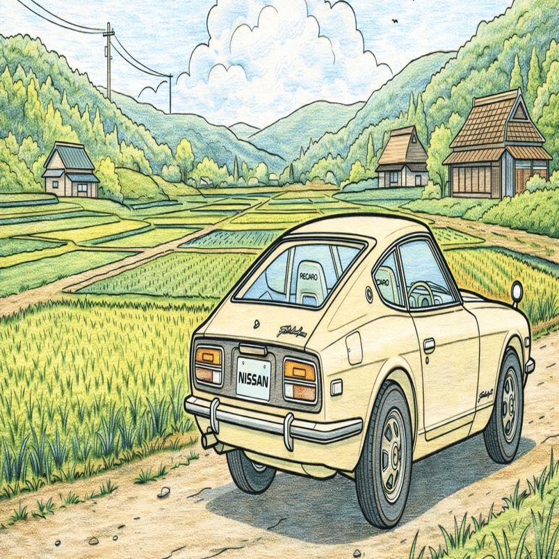 手描き 油彩画　風景 廃車 グラ絵ラジ】色鉛筆で古い自動車工場を描く｜北海道の画家さんの個展で
