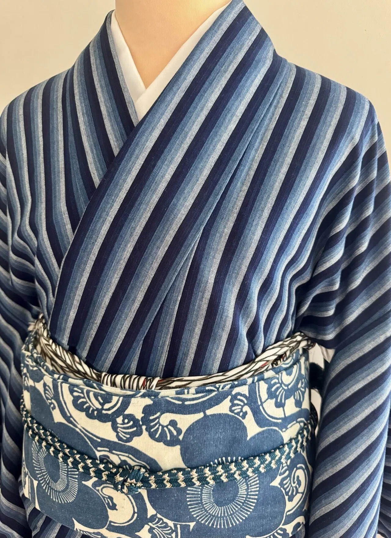 鰹縞木綿単衣着物｜夢吉きもの