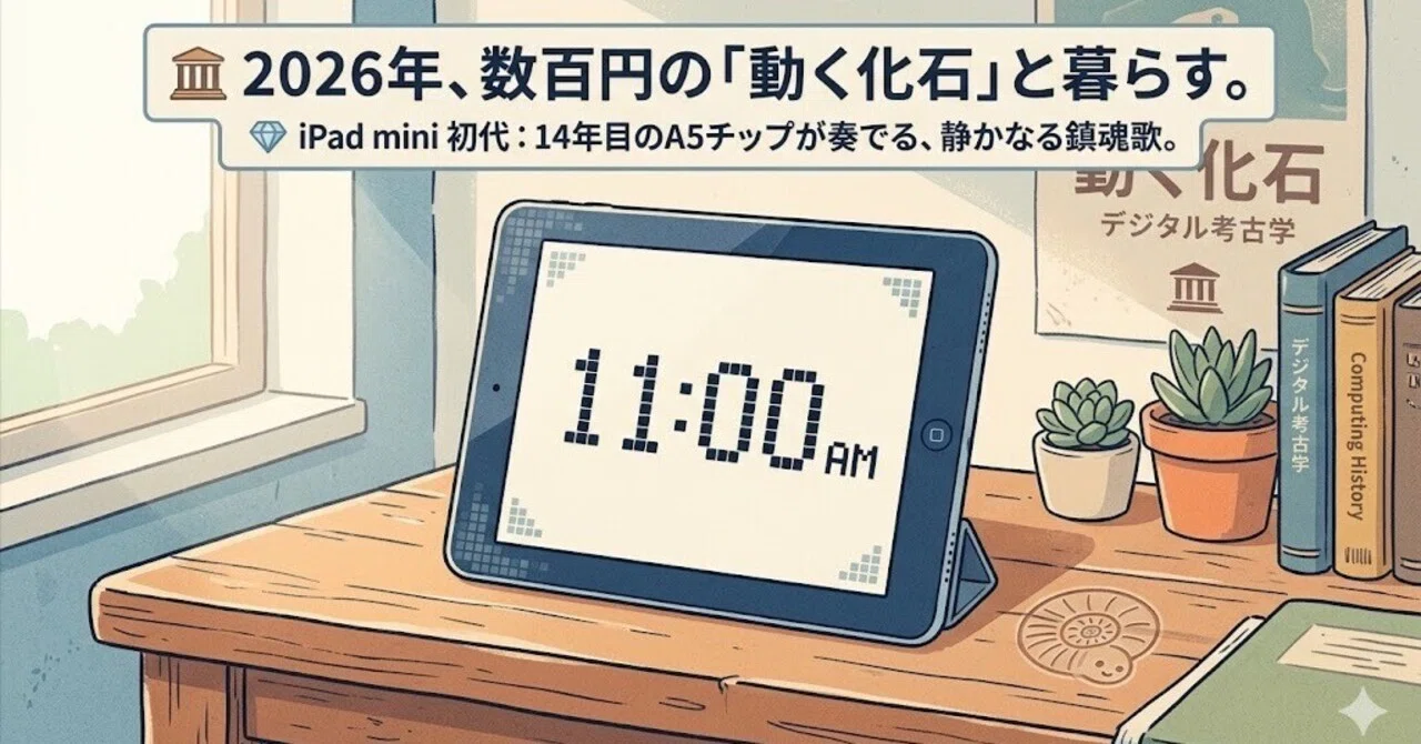 🏛️ 2026年、数百円の「動く化石」と暮らす。💎 iPad mini 初代：14年