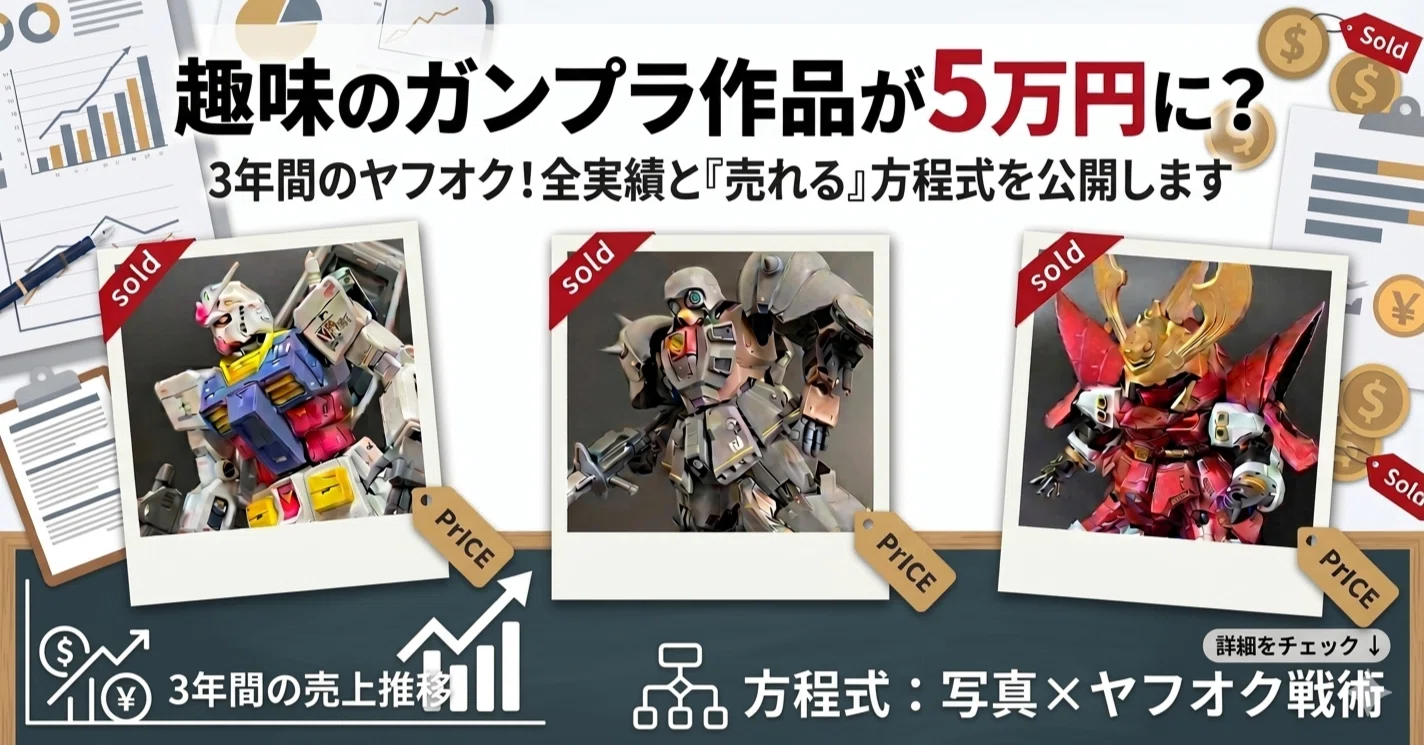 趣味のガンプラ作品が5万円に？3年間のヤフオク！全実績と『売れる