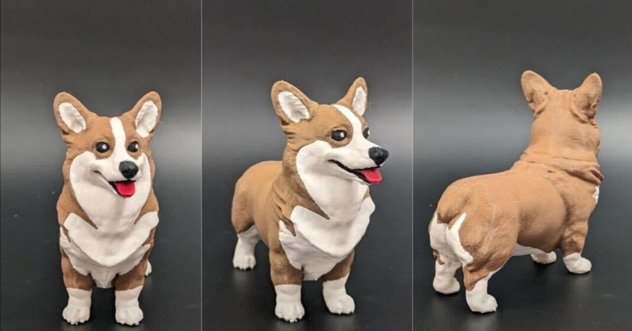木彫りのコーギー（制作中） 制作事例】コーギーのオーダーメイドペットフィギュア｜写真から3D