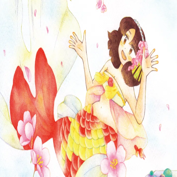 桜と金魚姫｜春の一枚ができるまで①｜梅村とよ｜短歌と色鉛筆と水彩