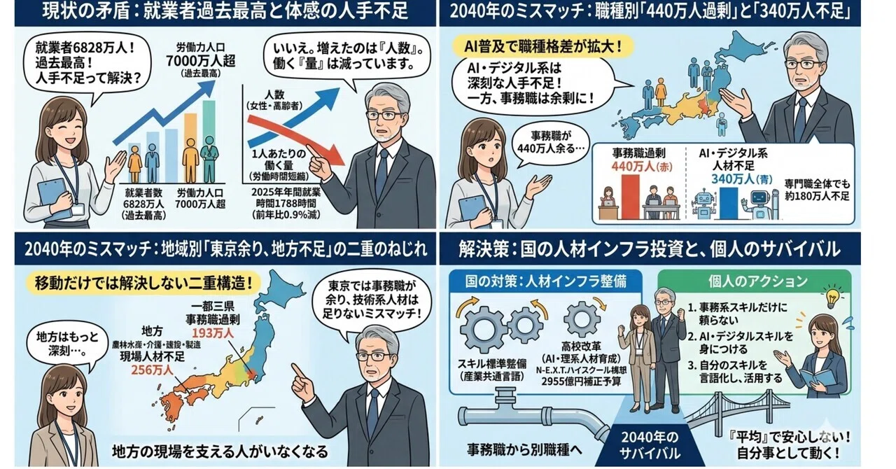ヨミトキ🧠】日本の労働市場、「頭数は増えたのに足りない」という矛盾