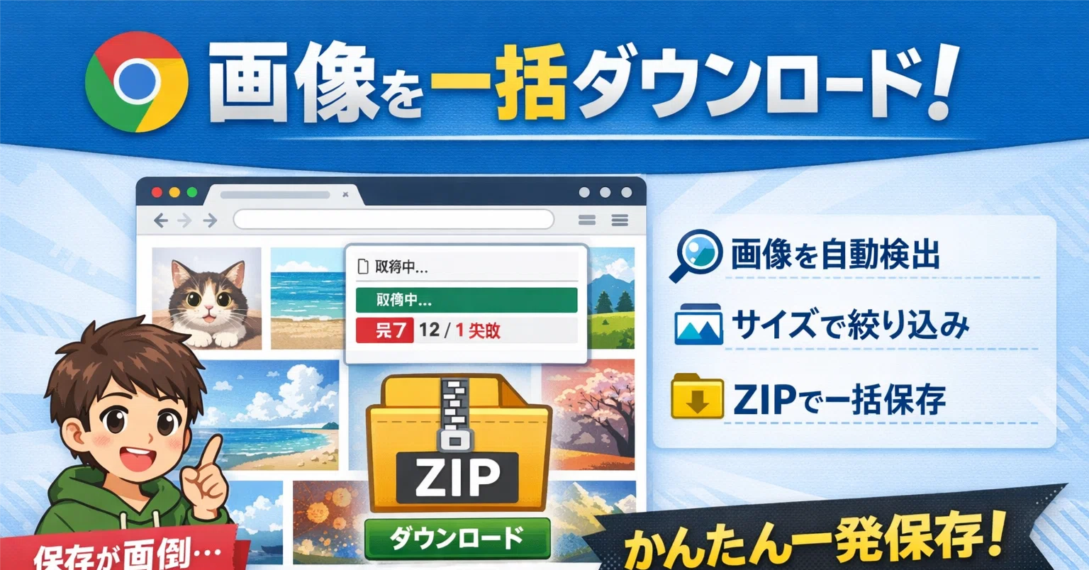 無料公開】右クリック保存とおさらば。ページの画像を一括でZIP
