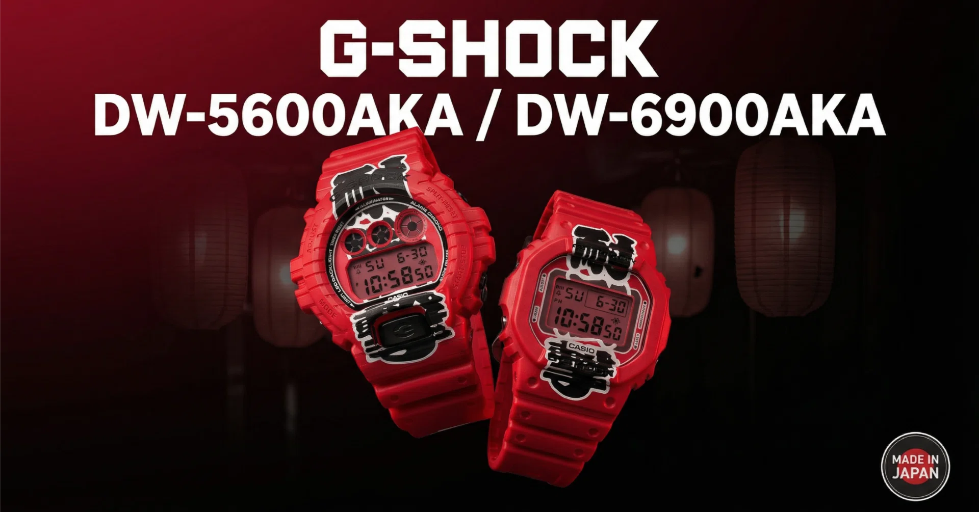 カシオ〉 G-SHOCK DW-5600AKA / DW-6900AKA — 赤提灯が灯る、粋な日本