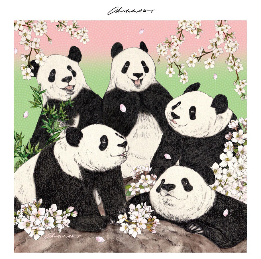 「4匹の仲良しパンダ」（未来絵画） 4匹の仲良しパンダ」（未来絵画） 【公式通販】