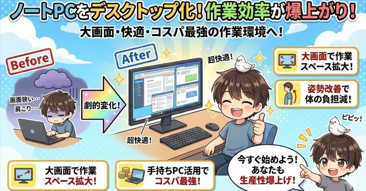 ノートパソコンをデスクトップ化する方法｜モニター接続で作業効率が劇 