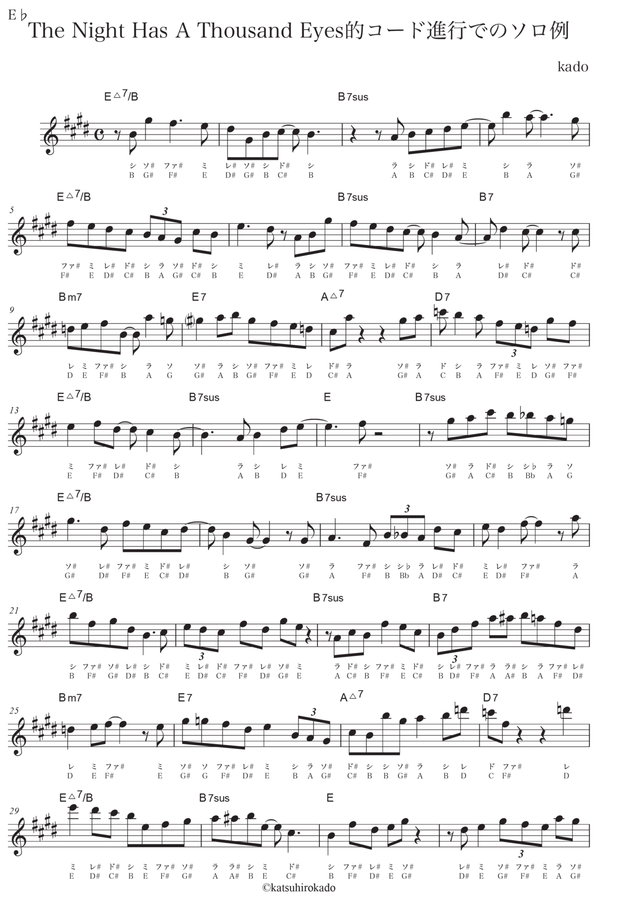 Quality Benchmark Example Alto Sax Solo Example over The Night Has A Thousand Eyes Chord ...