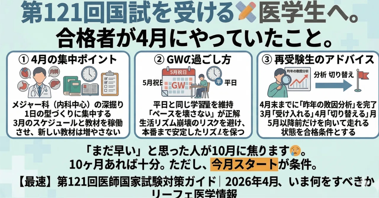 最速】第121回医師国家試験対策ガイド｜2026年4月、合格者がやっていた