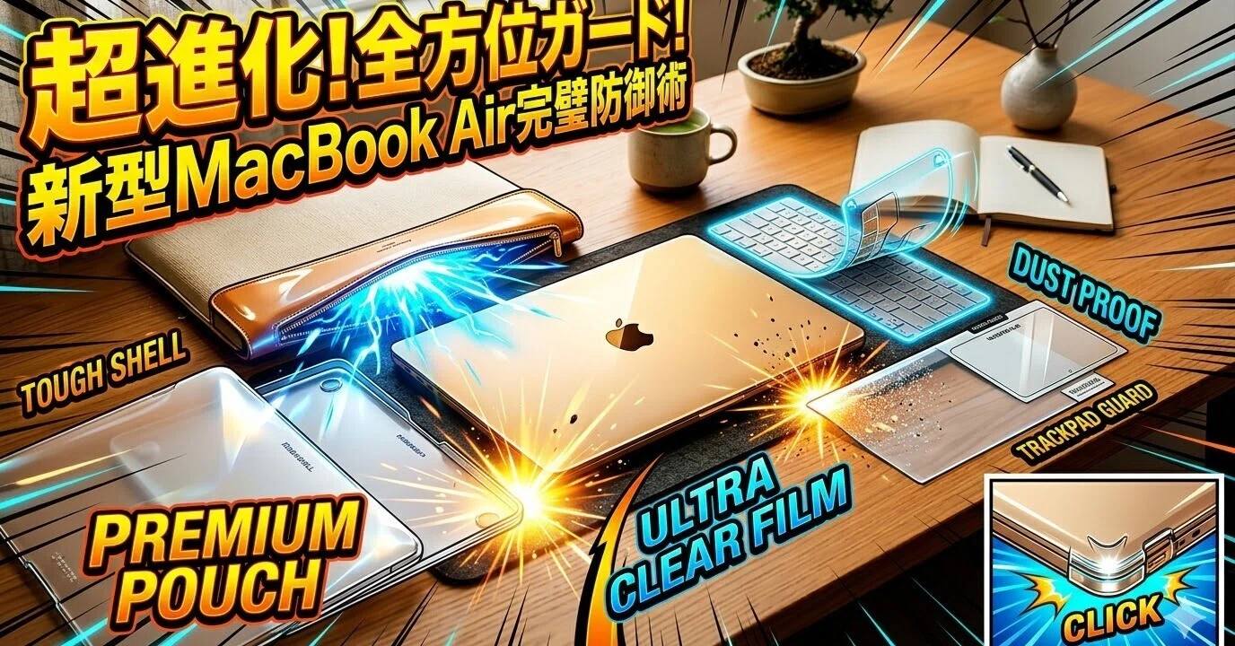 MacBookAirを新品のうちに完全装備！傷がつく前にやった防御5点セット