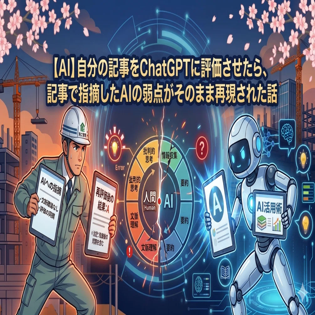 AI】自分の記事をChatGPTに評価させたら、記事で指摘したAIの弱点が