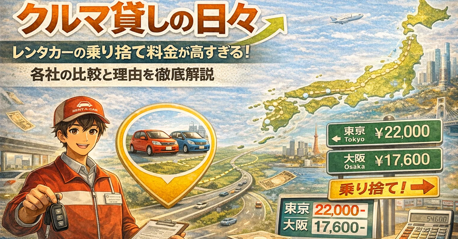 レンタカー店員のつぶやき｜乗り捨て料金が高すぎる！各社の比較と理由