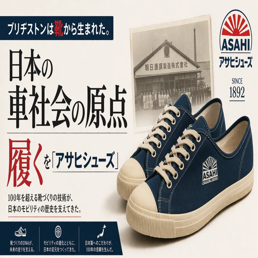 ブリヂストンは靴から生まれた。日本の車社会の原点を履く「アサヒ