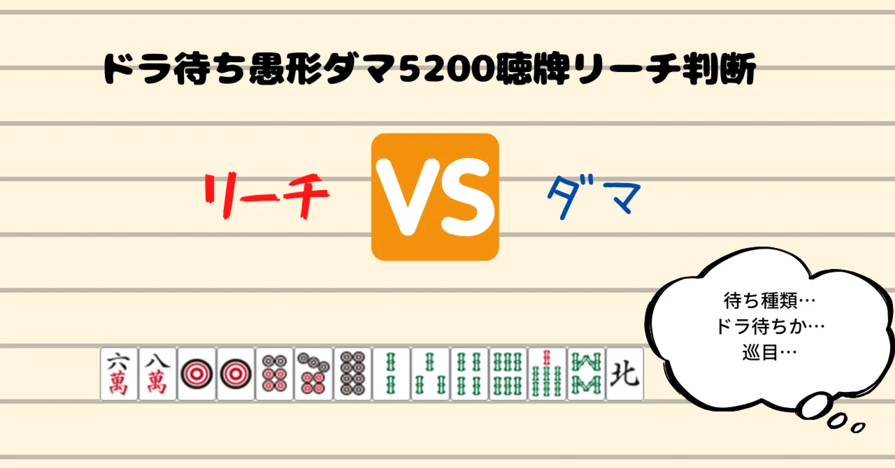 Reach Decision for 5200 Point Tenpai with a Dora-Wait Bad Shape｜麻雀数理研究会