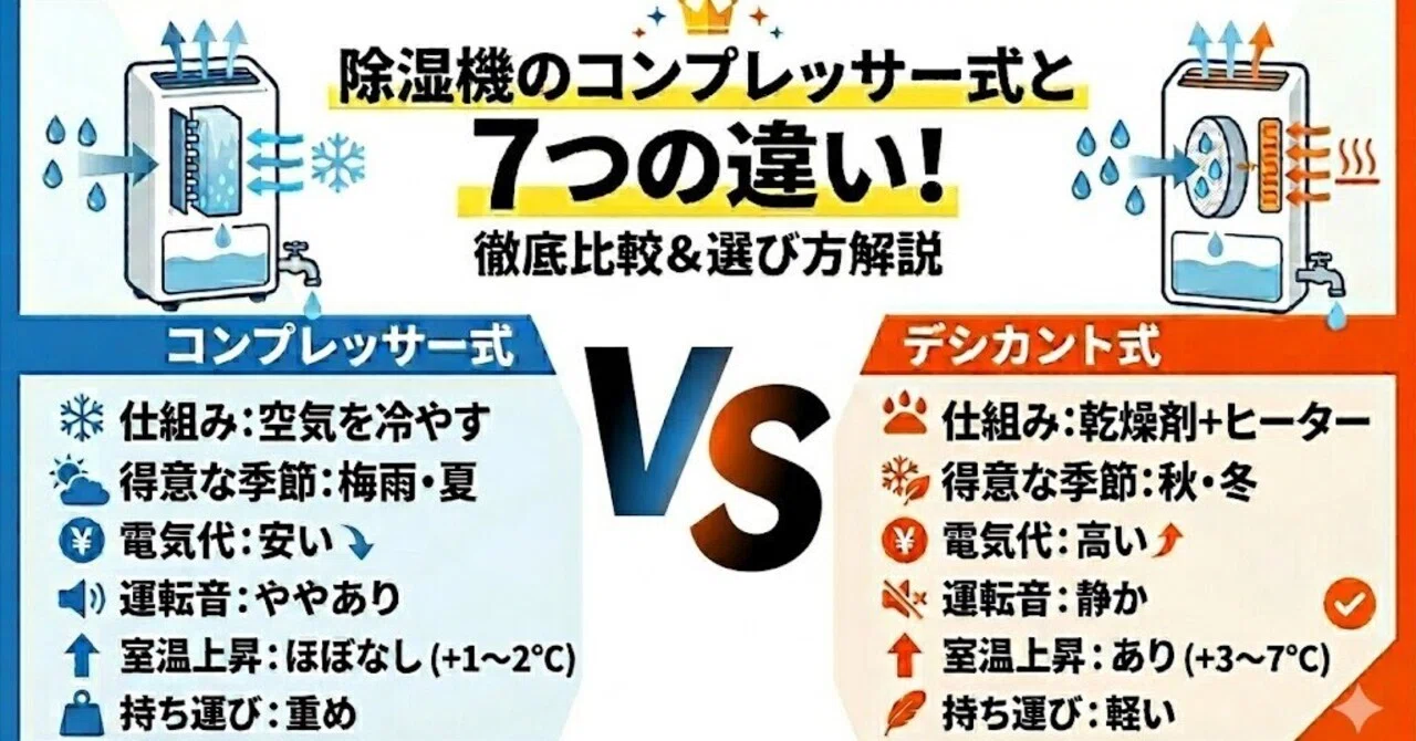 除湿機のコンプレッサー式とデシカント式7つの違い!どっちがいいか 除湿機のコンプレッサー式とデシカント式7つの違い!どっちがいいか