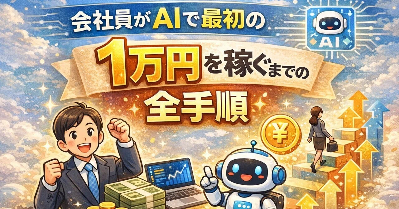 会社員がAIで最初の1万円を稼ぐまでの全手順｜月260時間IT会社員｜自由