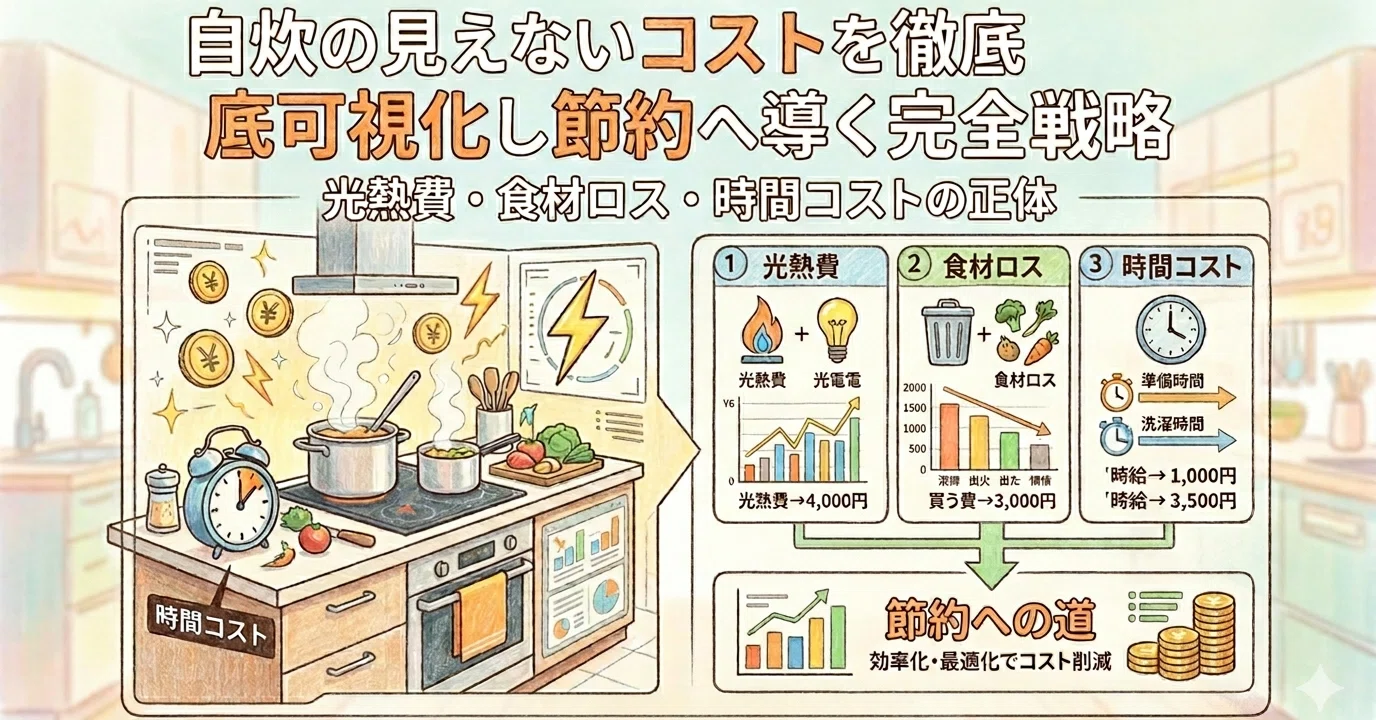 自炊の見えない光熱費・食材ロス・時間コストを徹底可視化し節約へ導く 