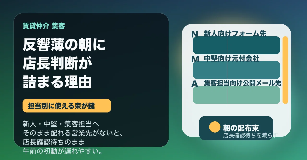 賃貸仲介 集客で反響薄の朝に店長判断が詰まる理由 担当別に使える営業