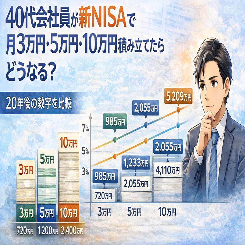 40代会社員が新NISAで月3万円・5万円・10万円積み立てたらどうなる