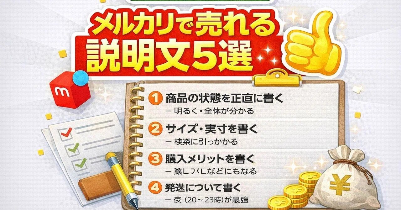 保存版】メルカリで売れる説明文5選｜Koji T