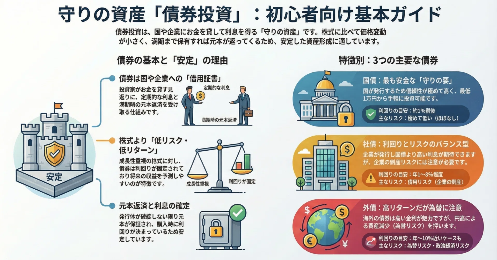 初心者向け】債券投資とは？仕組み・メリット・始め方をわかりやすく