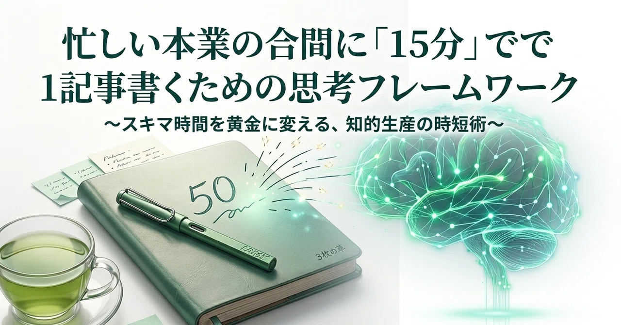 本業の合間に「15分」で1記事書くための思考フレームワーク｜薗田真白｜0→1を目指す方のお手伝い
