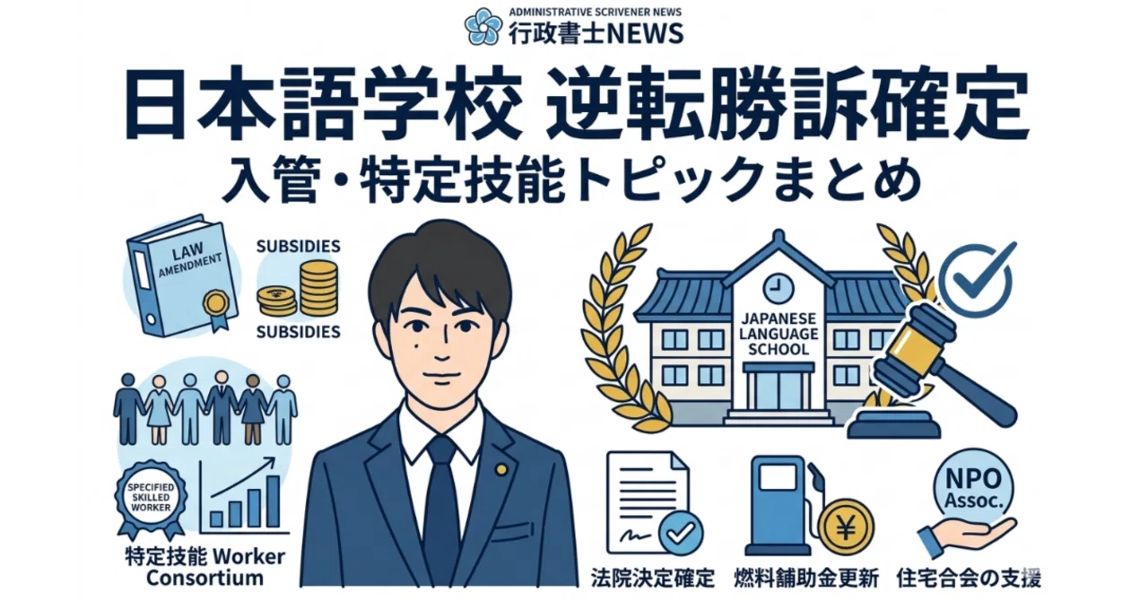 日本語学校の逆転勝訴が確定、特定技能コンソーシアム設立—行政書士