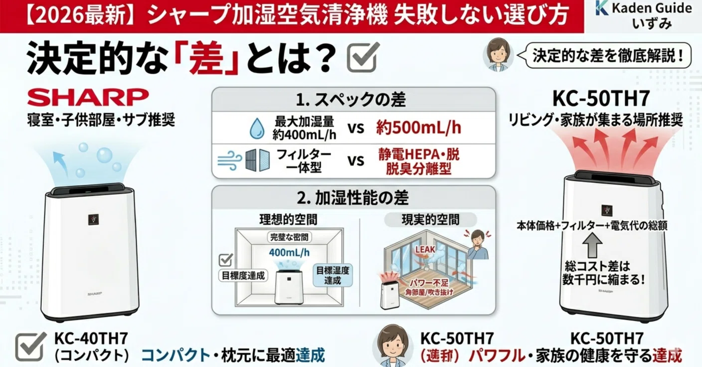 2026年最新】シャープ加湿空気清浄機の失敗しない選び方：KC-40TH7とKC