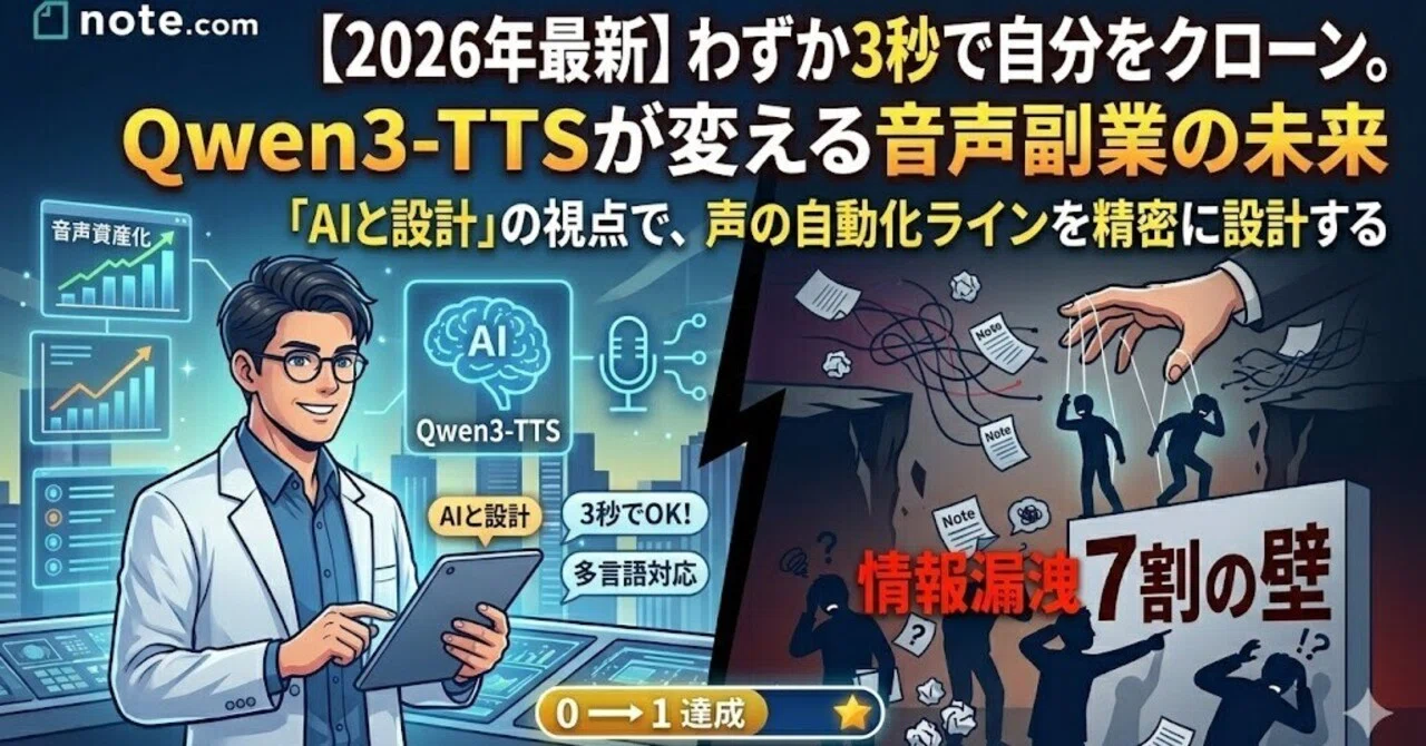2026年最新】わずか3秒で自分をクローン。Qwen3-TTSが変える音声副業の