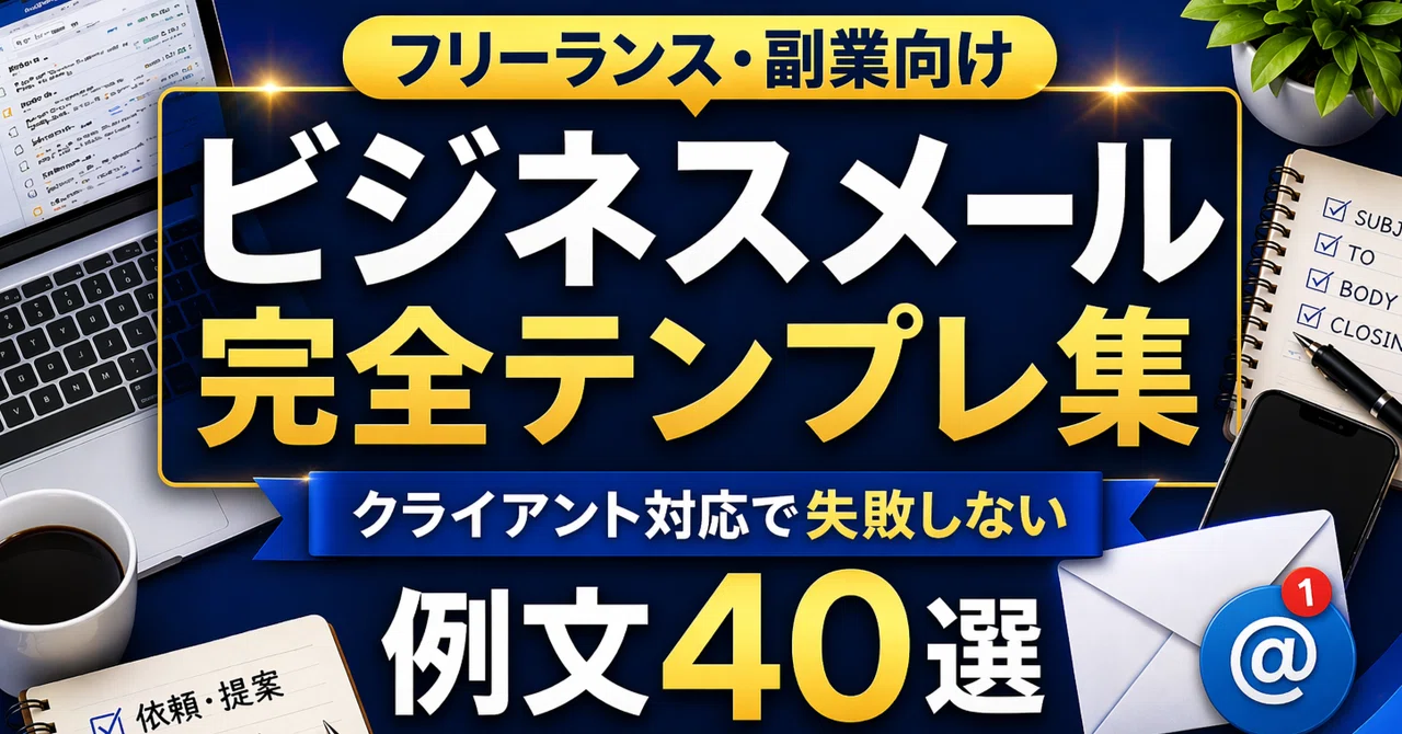 フリーランス・副業向けビジネスメール完全テンプレ集｜クライアント対応で失敗しない例文40選+NG例集・特典2点