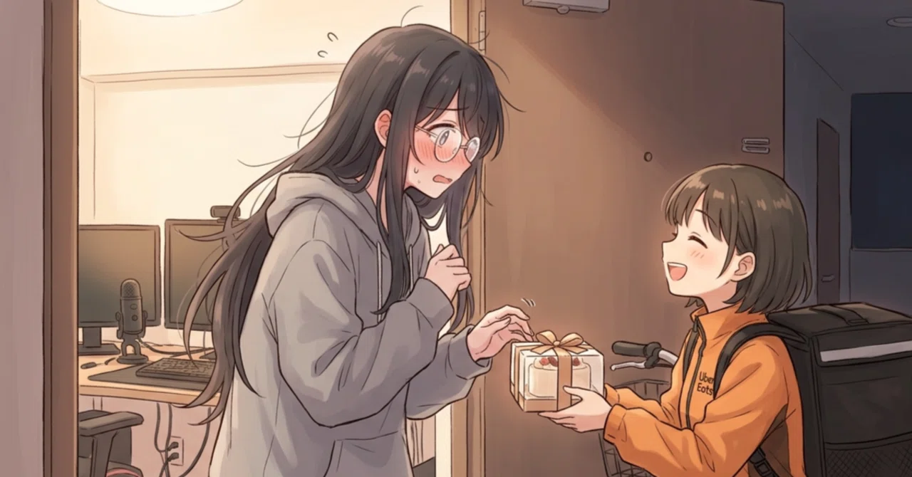 突然の生成AI創作百合】元気で小柄なUber配達員 × コミュ障動画配信者 