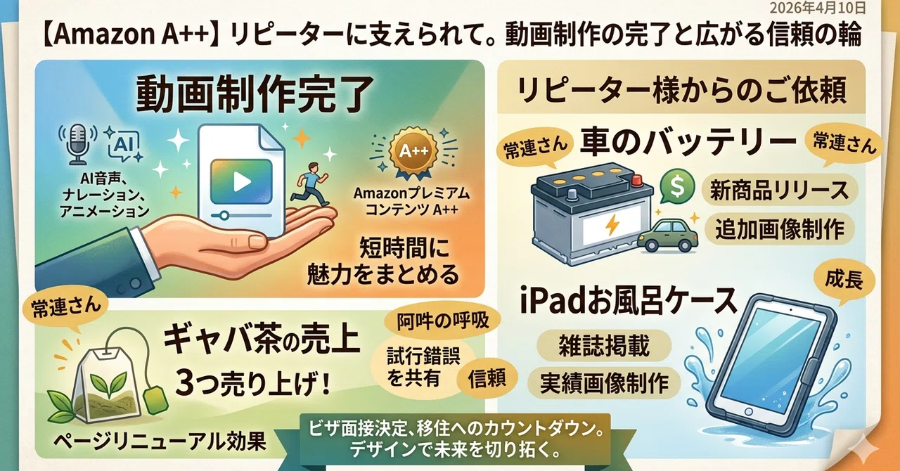 【Amazon A++】リピーターに支えられて。動画制作の完了と広がる信頼の輪｜アイ/Amazon画像デザイナー|有機茶販売