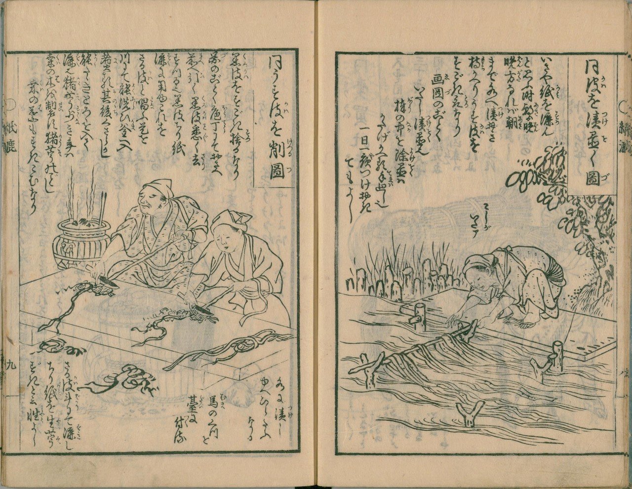 重野①絵図、甲斐國 断片②楮交じり雁皮紙など。 重野①絵図、甲斐國